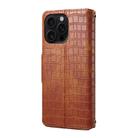 For iPhone 16 Pro Max Denior Crocodile Texture Oil Edge Leather Phone Case(Brown) - 3