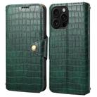 For iPhone 16 Pro Max Denior Crocodile Texture Oil Edge Leather Phone Case(Green) - 1