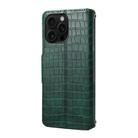 For iPhone 16 Pro Max Denior Crocodile Texture Oil Edge Leather Phone Case(Green) - 3