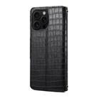 For iPhone 16 Pro Max Denior Crocodile Texture Oil Edge Leather Phone Case(Black) - 3