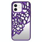 For iPhone 11 Mirror Style Hollow Heat Dissipation Electroplated  TPU Phone Case(Purple) - 1