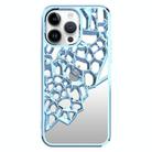 For iPhone 11 Pro Max Mirror Style Hollow Heat Dissipation Electroplated  TPU Phone Case(Blue) - 1