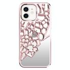 For iPhone 12 Mirror Style Hollow Heat Dissipation Electroplated  TPU Phone Case(Pink) - 1