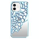 For iPhone 12 Mirror Style Hollow Heat Dissipation Electroplated  TPU Phone Case(Blue) - 1