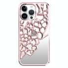 For iPhone 12 Pro Mirror Style Hollow Heat Dissipation Electroplated  TPU Phone Case(Pink) - 1