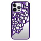 For iPhone 12 Pro Max Mirror Style Hollow Heat Dissipation Electroplated  TPU Phone Case(Purple) - 1