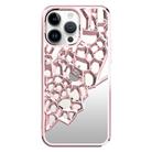 For iPhone 12 Pro Max Mirror Style Hollow Heat Dissipation Electroplated  TPU Phone Case(Pink) - 1