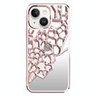 For iPhone 13 Mirror Style Hollow Heat Dissipation Electroplated  TPU Phone Case(Pink) - 1