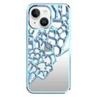 For iPhone 13 Mirror Style Hollow Heat Dissipation Electroplated  TPU Phone Case(Blue) - 1