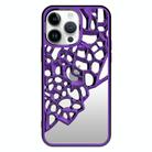 For iPhone 13 Pro Mirror Style Hollow Heat Dissipation Electroplated  TPU Phone Case(Purple) - 1