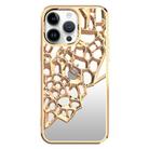 For iPhone 13 Pro Mirror Style Hollow Heat Dissipation Electroplated  TPU Phone Case(Gold) - 1