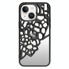 For iPhone 14 Mirror Style Hollow Heat Dissipation Electroplated  TPU Phone Case(Black) - 1