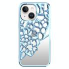 For iPhone 14 Mirror Style Hollow Heat Dissipation Electroplated  TPU Phone Case(Blue) - 1