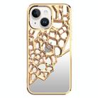 For iPhone 14 Plus Mirror Style Hollow Heat Dissipation Electroplated  TPU Phone Case(Gold) - 1