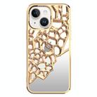 For iPhone 15 Mirror Style Hollow Heat Dissipation Electroplated  TPU Phone Case(Gold) - 1