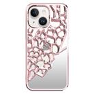 For iPhone 15 Mirror Style Hollow Heat Dissipation Electroplated  TPU Phone Case(Pink) - 1