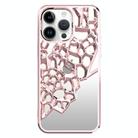 For iPhone 15 Pro Mirror Style Hollow Heat Dissipation Electroplated  TPU Phone Case(Pink) - 1