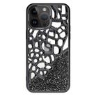 For iPhone 15 Pro Diamond Style Hollow Heat Dissipation Electroplated  TPU Phone Case(Black) - 1
