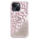 For iPhone 15 Diamond Style Hollow Heat Dissipation Electroplated  TPU Phone Case(Pink) - 1