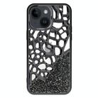 For iPhone 14 Plus Diamond Style Hollow Heat Dissipation Electroplated  TPU Phone Case(Black) - 1