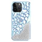 For iPhone 14 Pro Diamond Style Hollow Heat Dissipation Electroplated  TPU Phone Case(Blue) - 1