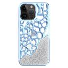 For iPhone 14 Pro Max Diamond Style Hollow Heat Dissipation Electroplated  TPU Phone Case(Blue) - 1