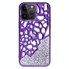For iPhone 13 Pro Diamond Style Hollow Heat Dissipation Electroplated  TPU Phone Case(Purple) - 1
