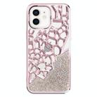 For iPhone 12 Diamond Style Hollow Heat Dissipation Electroplated  TPU Phone Case(Pink) - 1