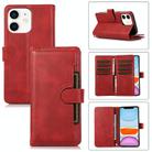 For iPhone 11 Wristband Card Slot Leather Phone Case(Red) - 1