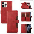 For iPhone 11 Pro Max Wristband Card Slot Leather Phone Case(Red) - 1