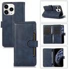 For iPhone 11 Pro Max Wristband Card Slot Leather Phone Case(Blue) - 1