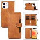 For iPhone 12 mini Wristband Card Slot Leather Phone Case(Brown) - 1