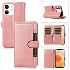 For iPhone 12 mini Wristband Card Slot Leather Phone Case(Rose Gold) - 1