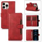 For iPhone 12 Pro Max Wristband Card Slot Leather Phone Case(Red) - 1