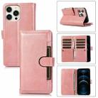 For iPhone 12 Pro Max Wristband Card Slot Leather Phone Case(Rose Gold) - 1