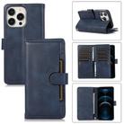For iPhone 12 Pro Max Wristband Card Slot Leather Phone Case(Blue) - 1