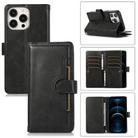 For iPhone 12 Pro Max Wristband Card Slot Leather Phone Case(Black) - 1