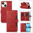 For iPhone 13 Wristband Card Slot Leather Phone Case(Red) - 1