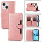 For iPhone 13 Wristband Card Slot Leather Phone Case(Rose Gold) - 1