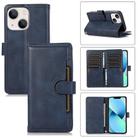 For iPhone 13 Wristband Card Slot Leather Phone Case(Blue) - 1