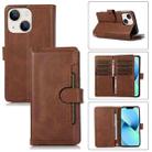 For iPhone 13 Wristband Card Slot Leather Phone Case(Coffee) - 1