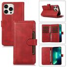 For iPhone 13 Pro Wristband Card Slot Leather Phone Case(Red) - 1