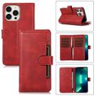 For iPhone 13 Pro Wristband Card Slot Leather Phone Case(Red) - 1