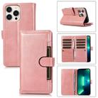 For iPhone 13 Pro Wristband Card Slot Leather Phone Case(Rose Gold) - 1