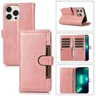 For iPhone 13 Pro Max Wristband Card Slot Leather Phone Case(Rose Gold) - 1