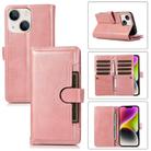 For iPhone 14 Wristband Card Slot Leather Phone Case(Rose Gold) - 1