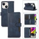 For iPhone 14 Wristband Card Slot Leather Phone Case(Blue) - 1