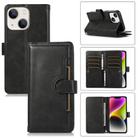 For iPhone 14 Wristband Card Slot Leather Phone Case(Black) - 1