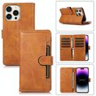 For iPhone 14 Pro Wristband Card Slot Leather Phone Case(Brown) - 1