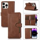 For iPhone 14 Pro Max Wristband Card Slot Leather Phone Case(Coffee) - 1